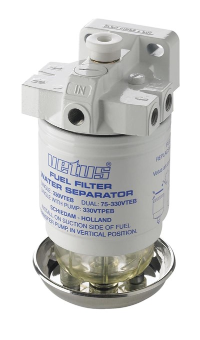 Vetus Water Separator/Fuel Filter, Single, With Pump, 330VTEPB
