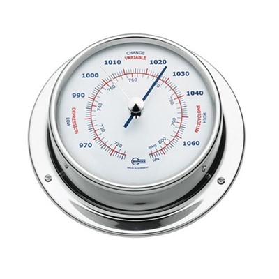 Barigo Barometer. Stainless Steel 85mm Dial. ( 110 x 32mm ) 6-08005