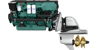Volvo Penta D6-370 Aquamatic Sterndrive marine diesel engine 370hp