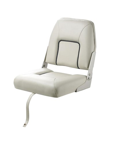 Vetus First Mate Deluxe Folding Seat, White With Dark Blue Seams, CHFSW