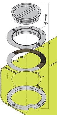 Inspection lid for rigid drinking water tanks incl counter flange and gasket