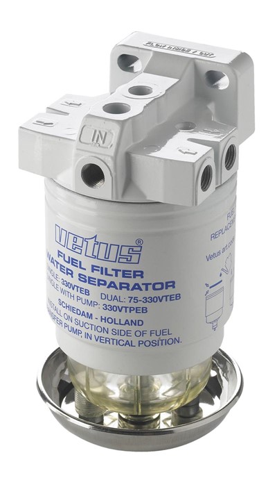Vetus Water Separator/Fuel Filter, Single, 10 Micron Max, 190 L/H,  330VTEB