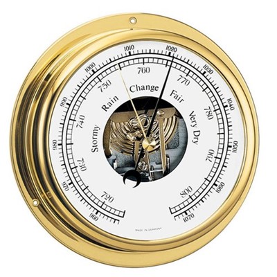 Barigo Barometer. Brass 130mm Dial ( 155 x 35mm ) 6-08010