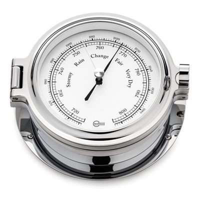 Barigo Barometer / Thermometer Polished Chrome, White Dial. 6-08025