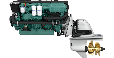 Volvo Penta D6-330 Aquamatic Sterndrive marine diesel engine 330hp