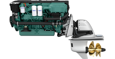 Volvo Penta D6-370 Aquamatic Sterndrive marine diesel engine 370hp