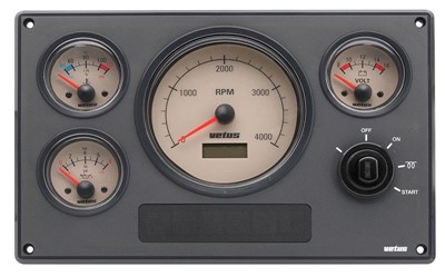 Vetus Synthetic Engine Instrument Panels. Type MP34, 4 White Or Cream Instruments. MP34BN12A 