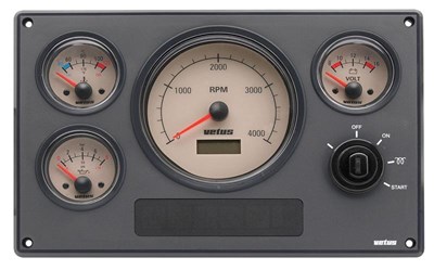 Vetus Synthetic Engine Instrument Panels. Type MP34, 4 White Or Cream Instruments. MP34BN12A 