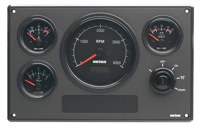 Vetus Synthetic Engine Instrument Panels. Type MP34, 4 Black Instruments. MP34BS12A