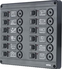 Vetus Switch Panel Type 12, With 12 Circuit Breakers, 12V, P12CB12
