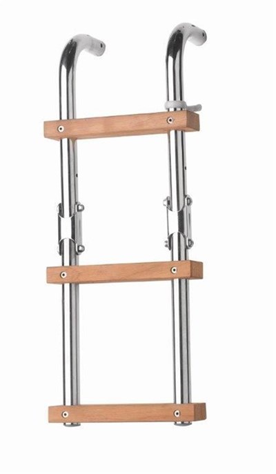 Vetus Folding Stainless Steel Boarding ladder With 3 Teak Steps, SLFM3